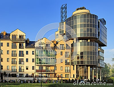 Modern residential and office architecture of Warsaw, Poland Editorial Stock Photo